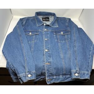 Xelement Men's XXL Denim Motorcycle Jacket Blue Cotton Trucker Biker Heavyweight